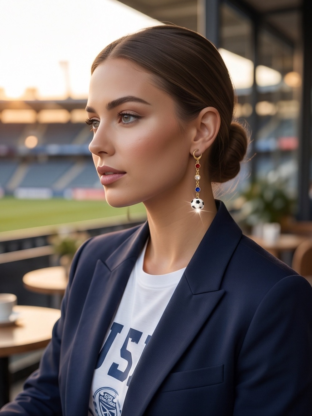 USA Soccer Team Earrings - Picture 2 of 4